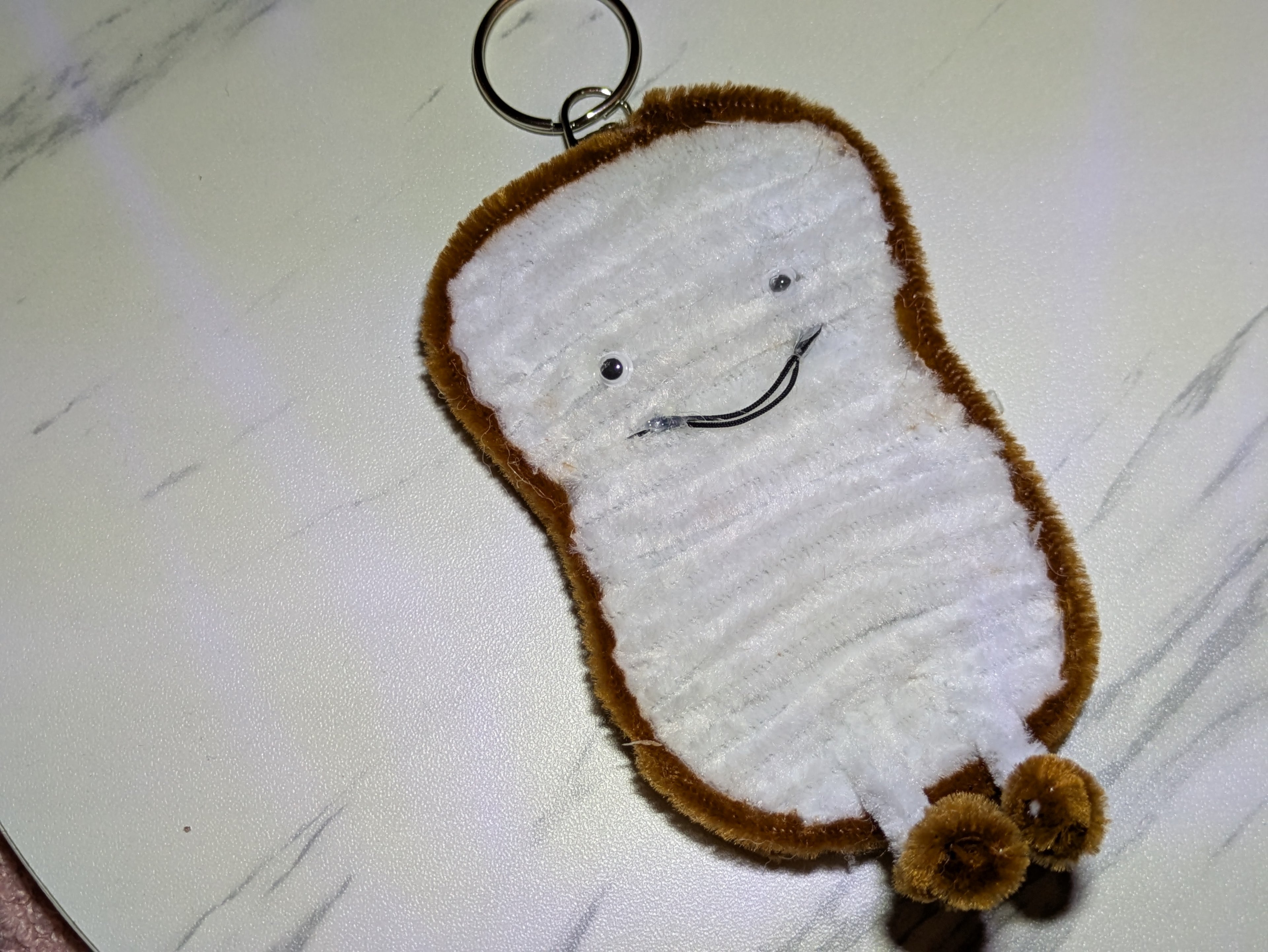 Chenille slice of bread keyring