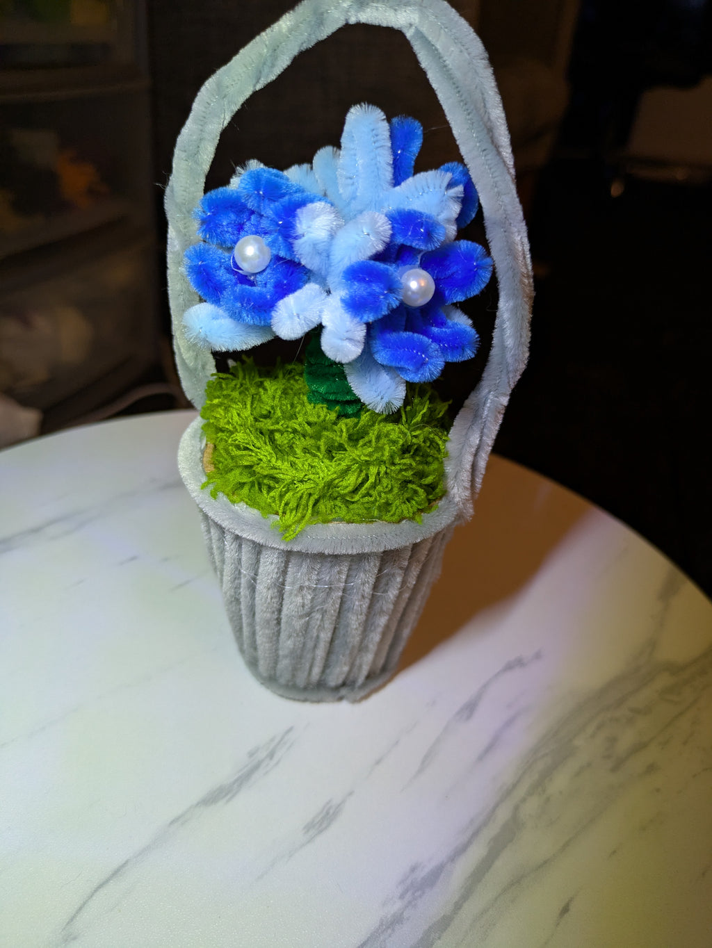 Chenille flower in a pot