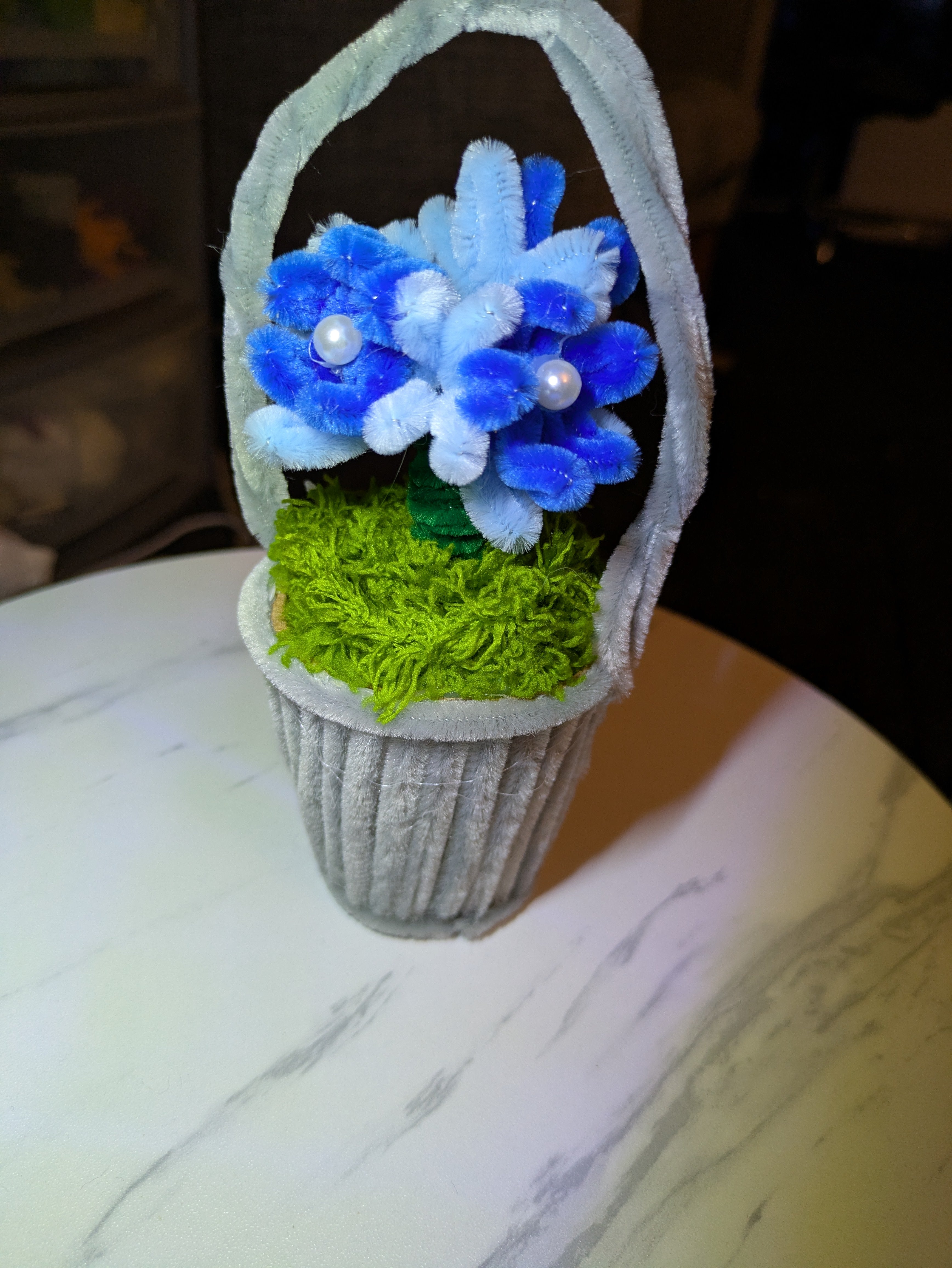 Chenille flower in a pot