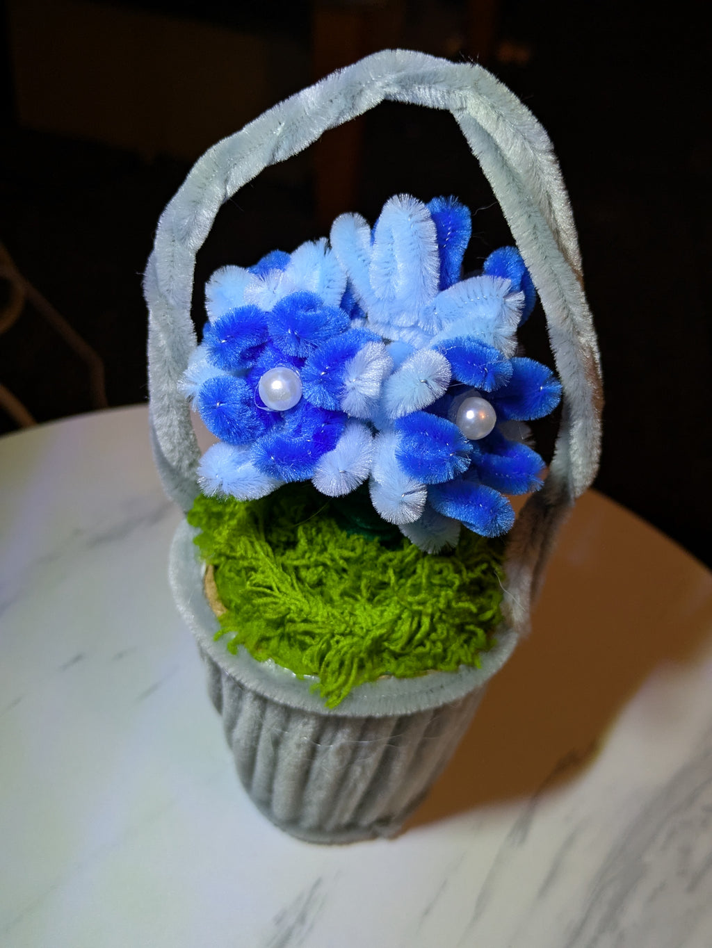 Chenille flower in a pot
