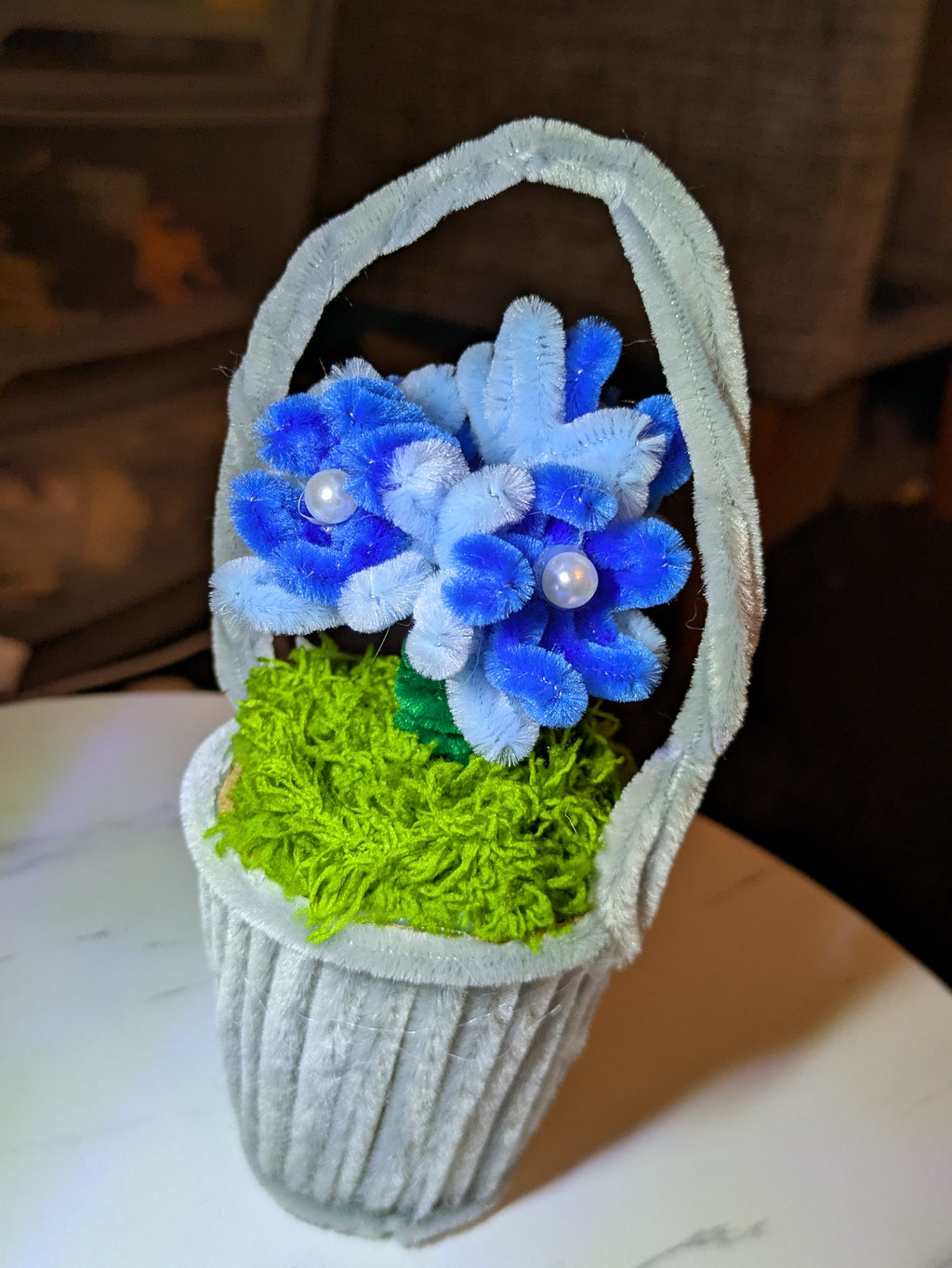 Chenille flower in a pot