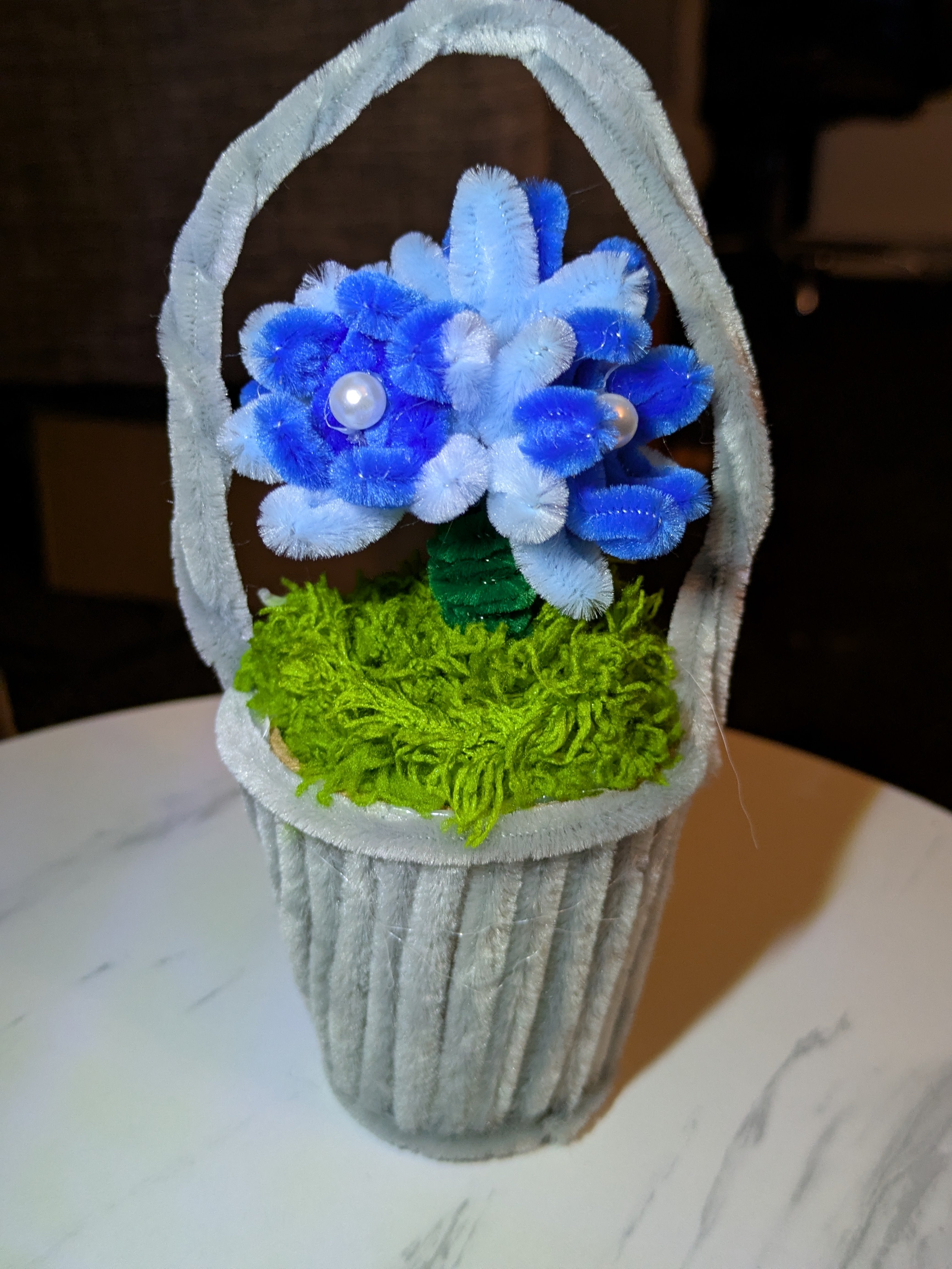 Chenille flower in a pot