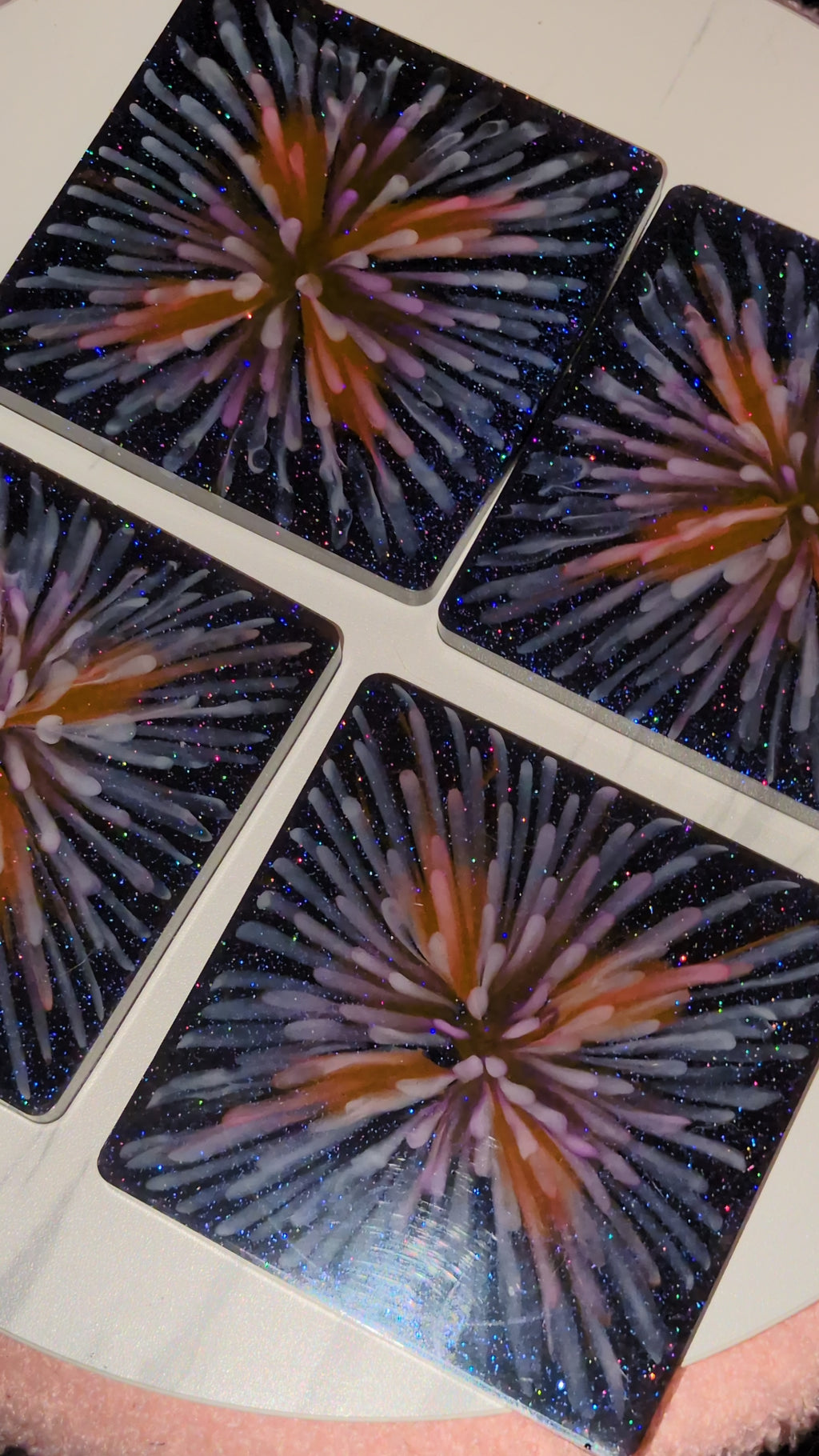 Firework bloom coasters