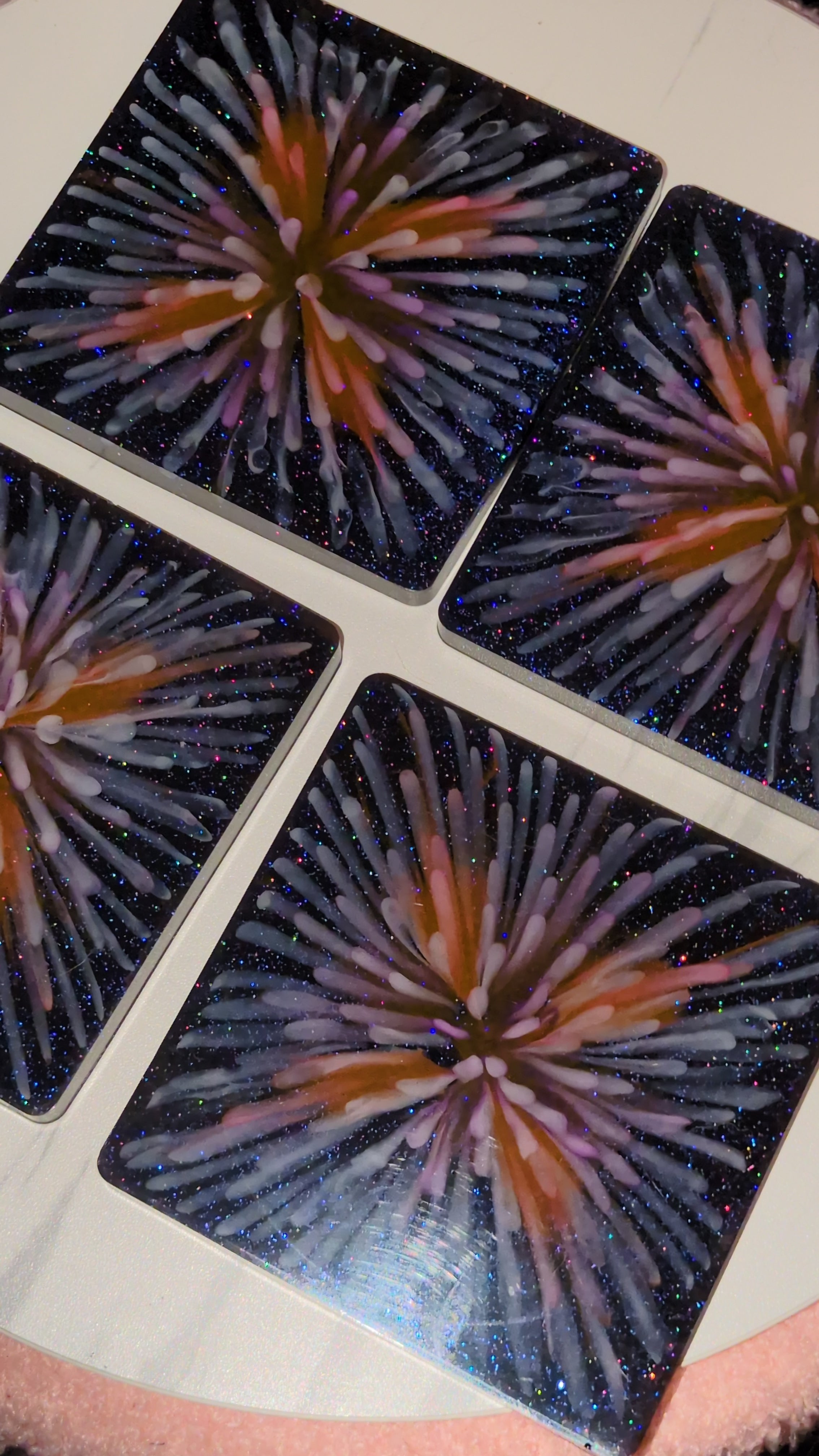 Firework bloom coasters