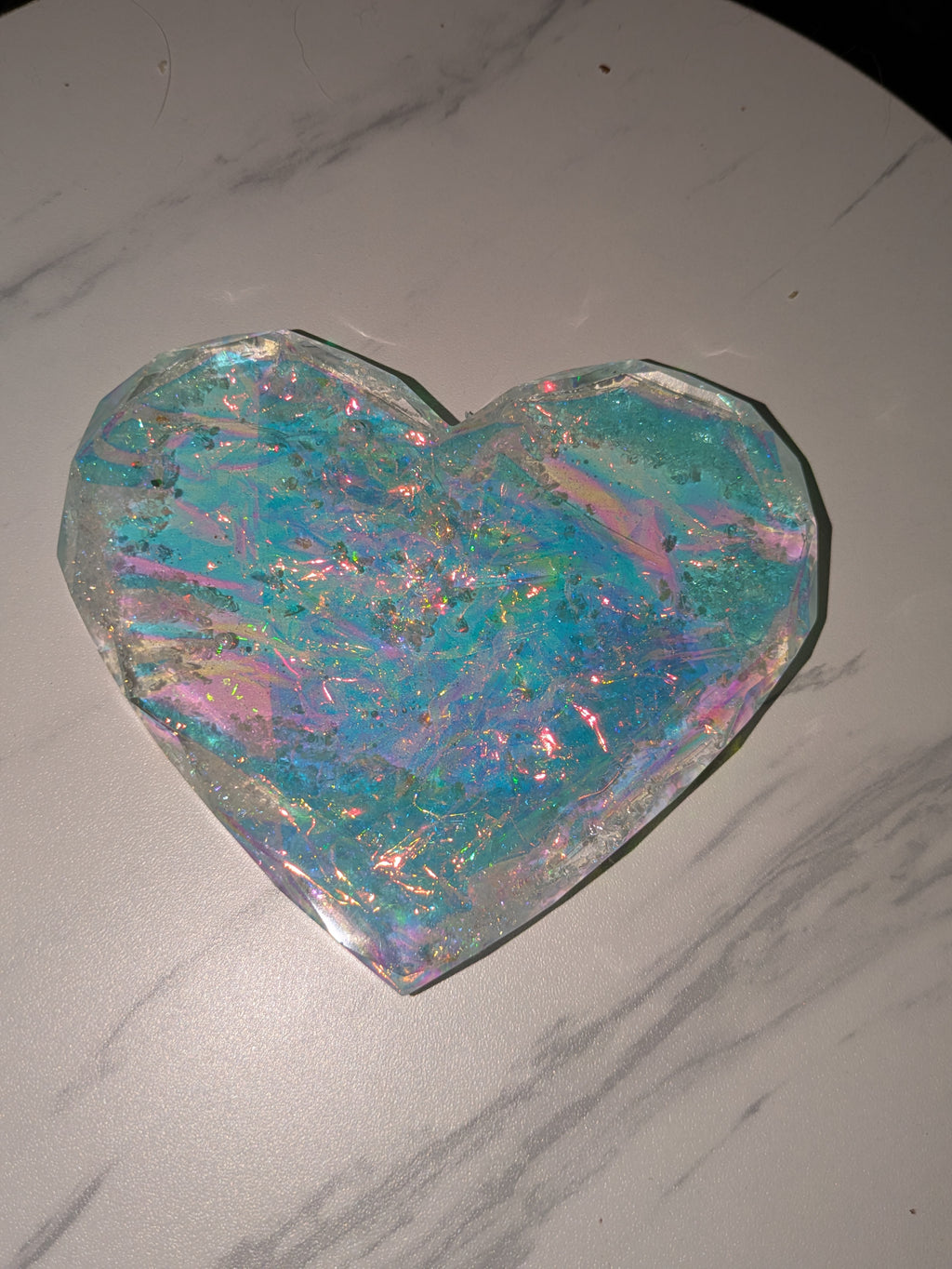 Four Iridescent love heart coasters