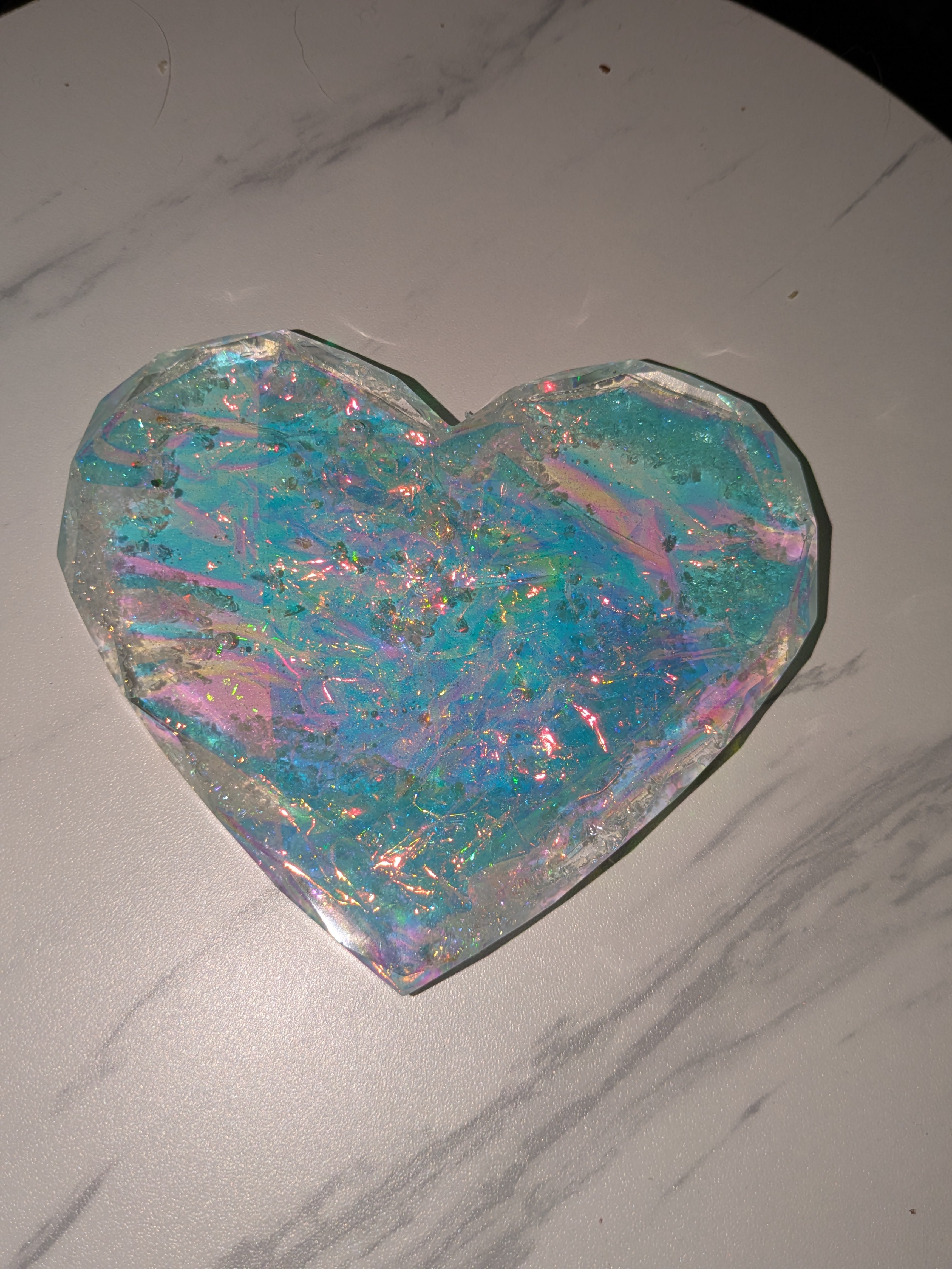 Four Iridescent love heart coasters