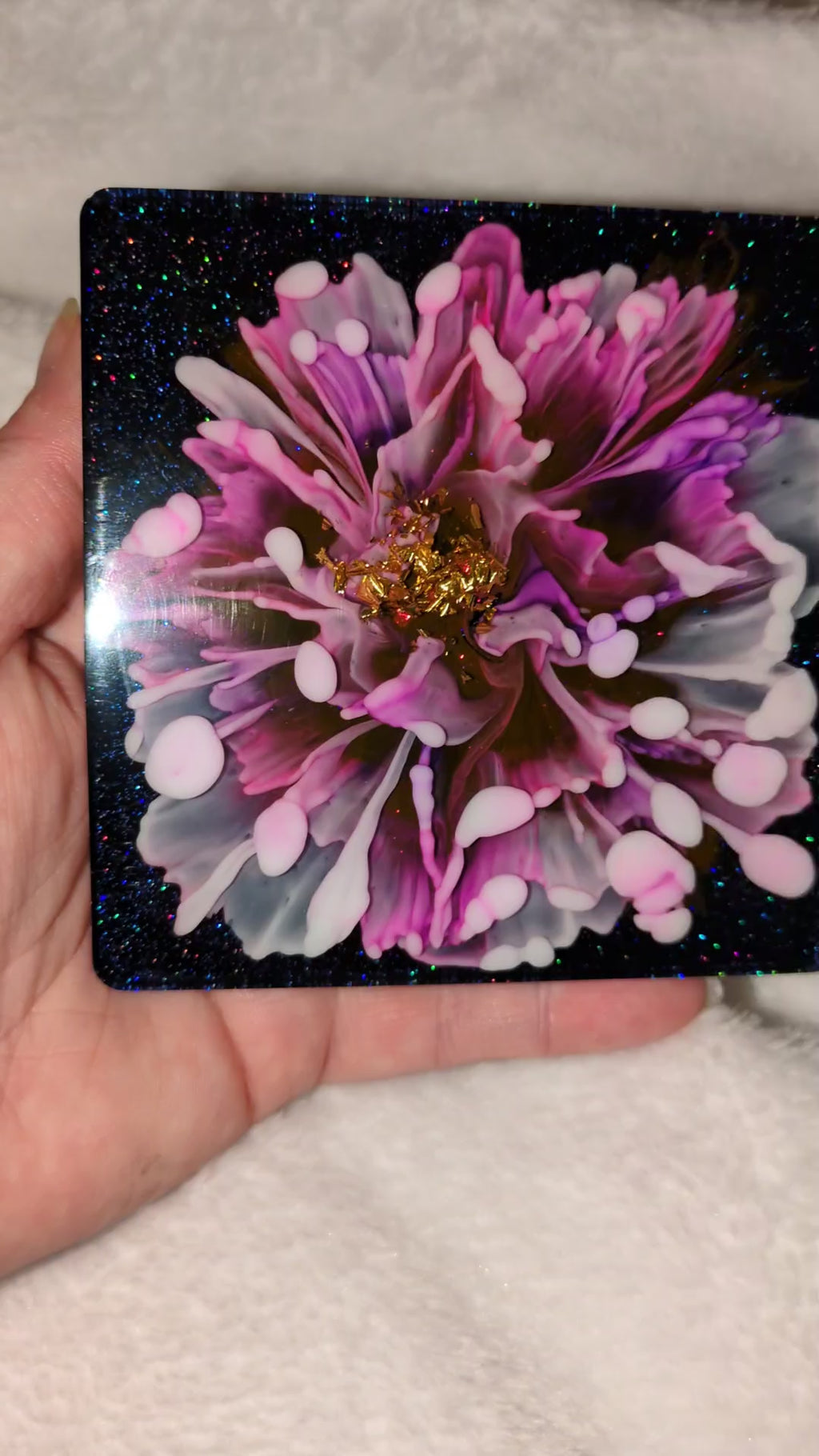 4 Pink flower bloom coasters