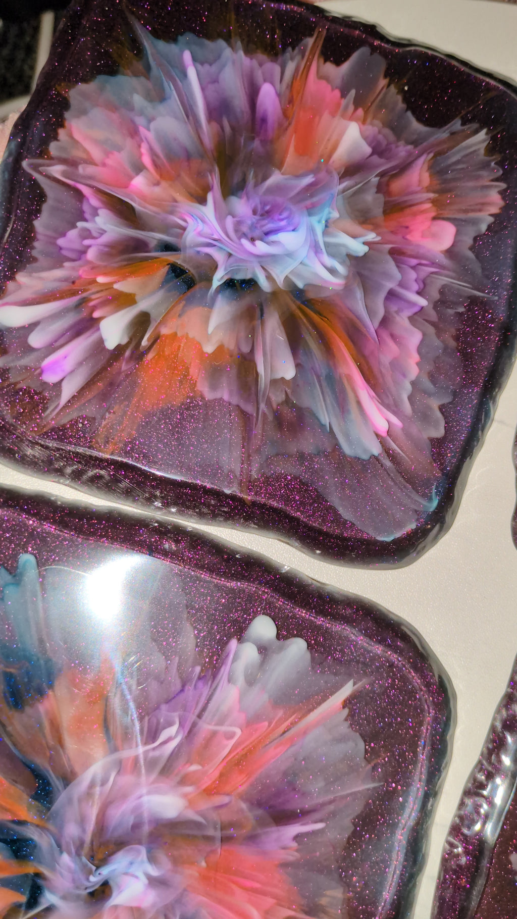 Bloom square resin coasters