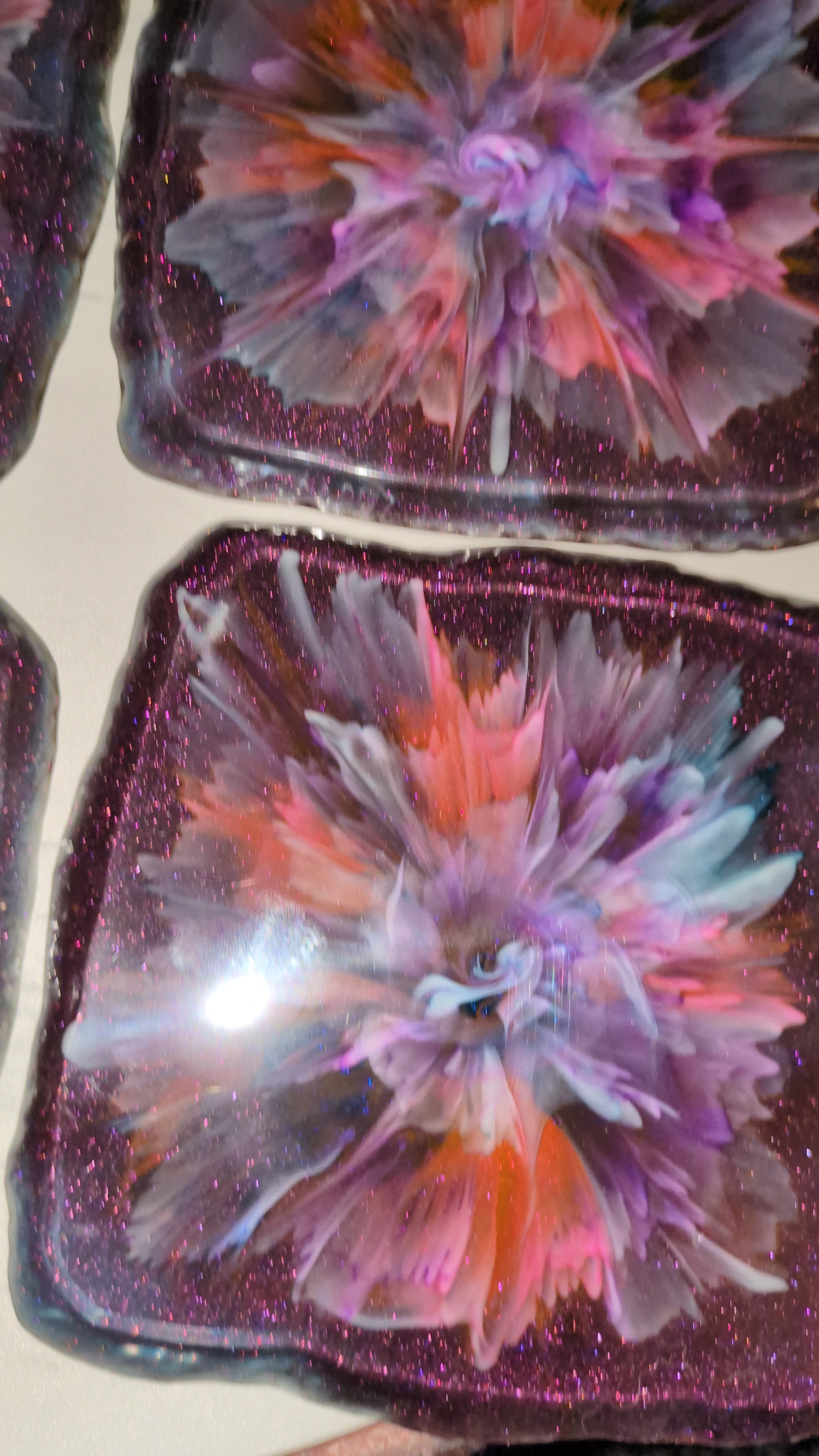 Bloom square resin coasters