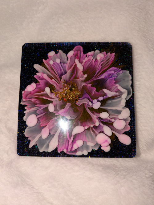 4 Pink flower bloom coasters
